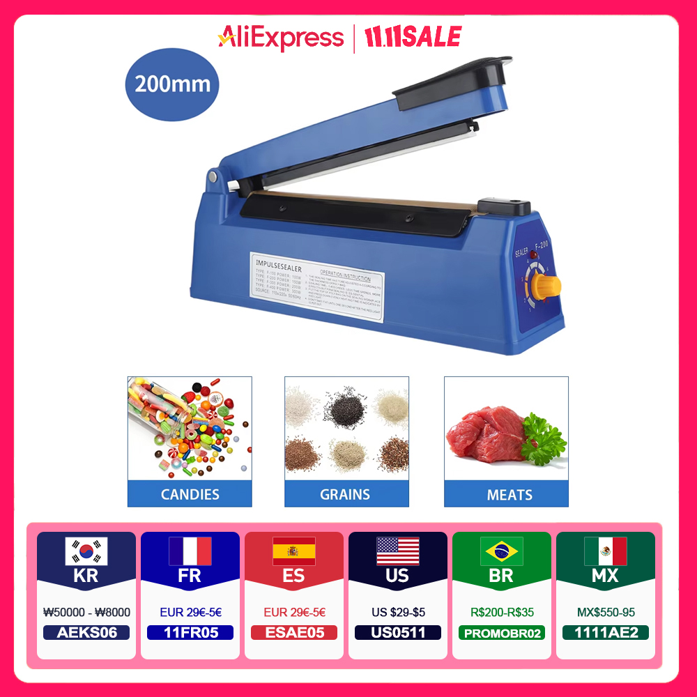 Plastic Bag Impulse Heat Sealer - 8 인치 비닐 봉투, 수축 랩