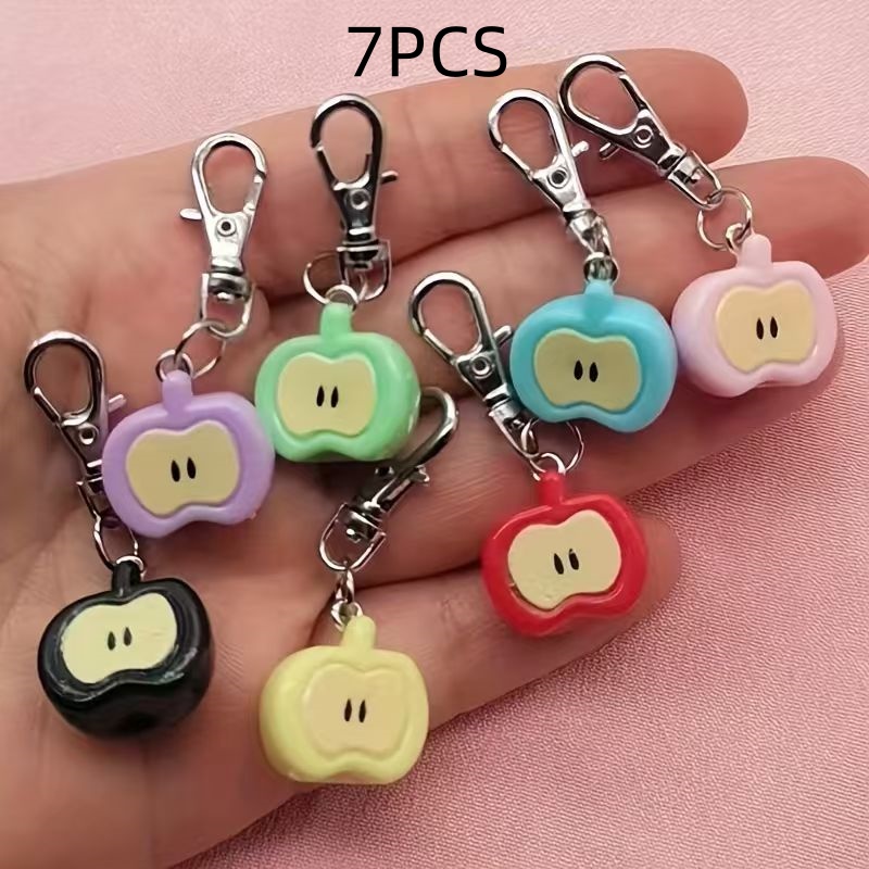7개의 레진 모조 애플 키체인, 가방 및 휴대폰 액세서 - Packaging 리뷰 및 가격